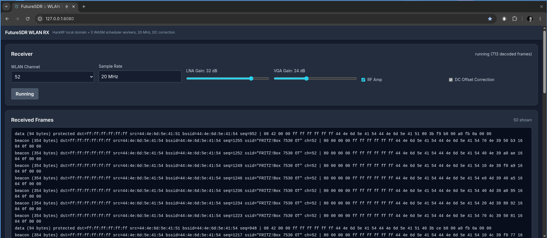 WLAN receiver running in the browser